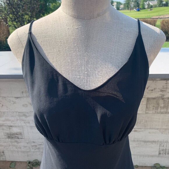 Vintage 90s Y2K Babydoll Empire Waist Maxi Slip Dress Black Chiffon Evening Gown - Picture 2 of 15